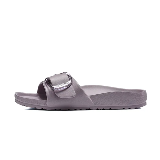 Purple Molded Monochrome Construction Single Wide Strap Slippers 2