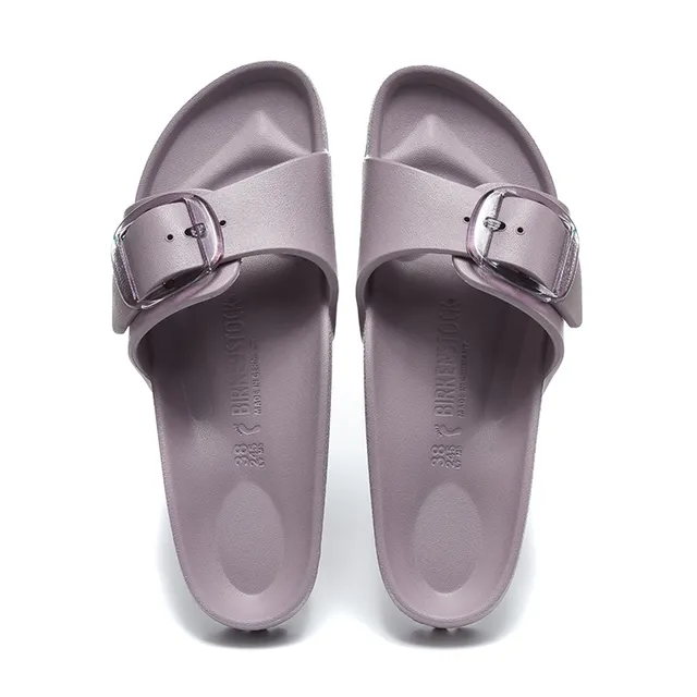 Purple Molded Monochrome Construction Single Wide Strap Slippers 3