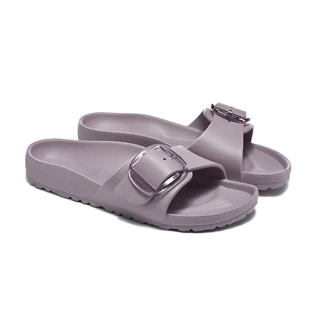 Purple Molded Monochrome Construction Single Wide Strap Slippers 5