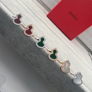 qeelin Wulu Encantos multicolores en forma de calabaza con bordes Pavé Diamond Pulsera