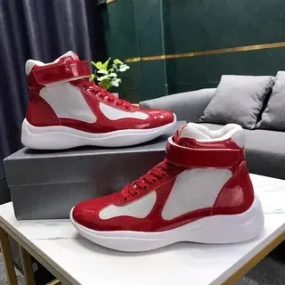 Zapatillas Lifestyle de Alto con Charol Glossy en Rojo y Blanco