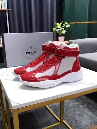 Red and White Glossy Patent High-Top Lifestyle Sneakers 5