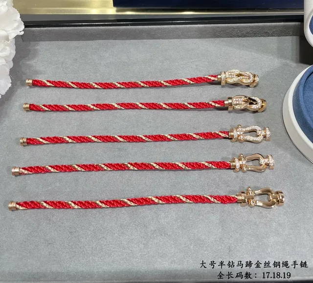 Red Braided Cord Crystal Buckle Bracelet 2