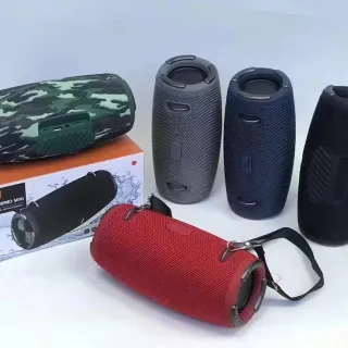 Red Cylindrical Fabric-Grille Portable Speaker
