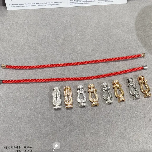 Red Gold Braided Cord Shackle-Style Metal Clasp Bracelet 2