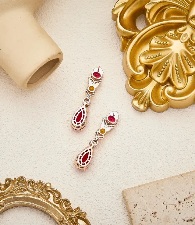 Red Multicolor Multi-Gemstone Teardrop Pendant Jewelry 3