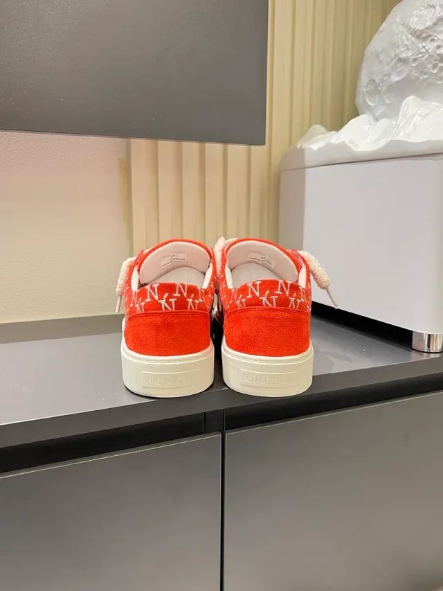 Red White Slip-On Fuzzy Strap Closure Lifestyle Sneakers 2