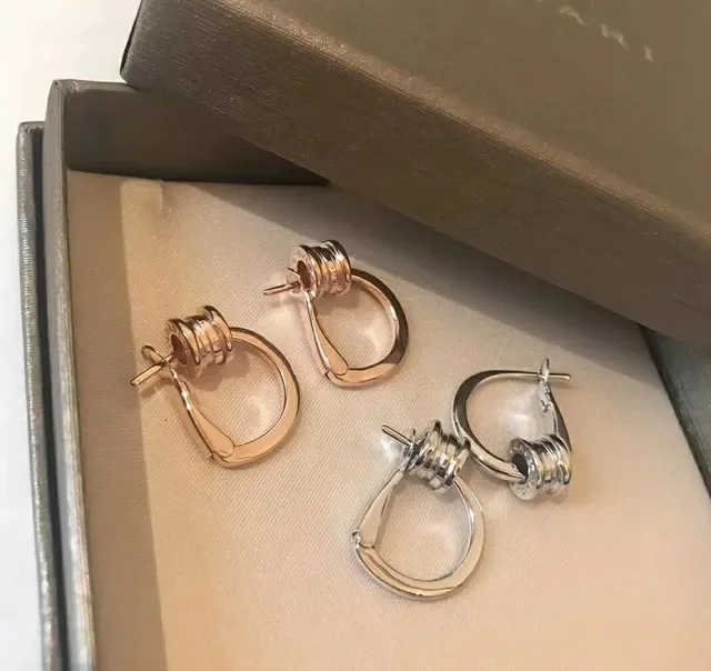 Rose Gold and Silver Coiled Hoop Earrings 2