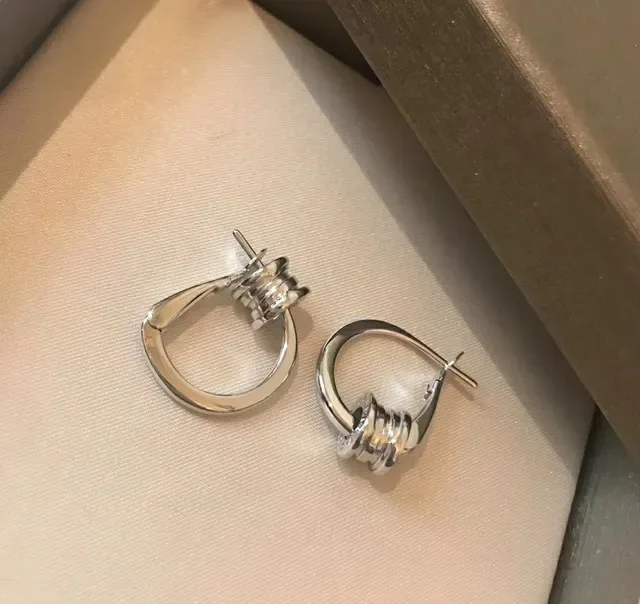Rose Gold and Silver Coiled Hoop Earrings 6