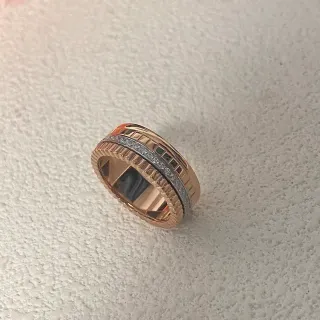 Rose Gold and Silver Tone Pavé Grooved Multi-Band Ring