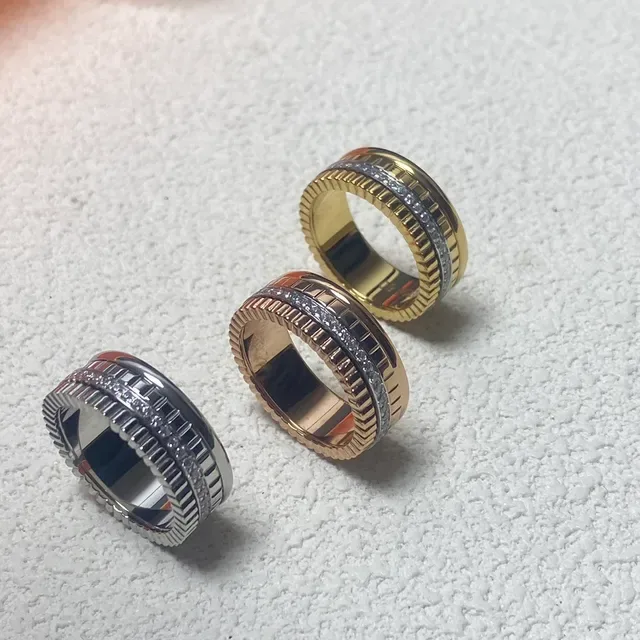 Rose Gold and Silver Tone Pavé Grooved Multi-Band Ring 4