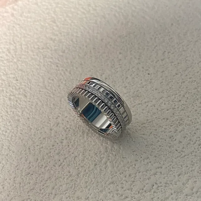 Rose Gold and Silver Tone Pavé Grooved Multi-Band Ring 5