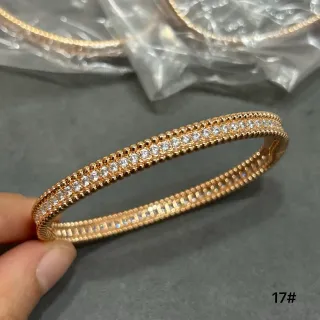 ذهب وردي Full Pavé حافة خرز مزدوج الصف سوار