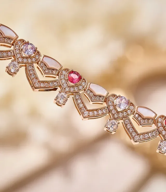 Rose-Gold Heart Motif Crystal Gemstone Bracelet 4