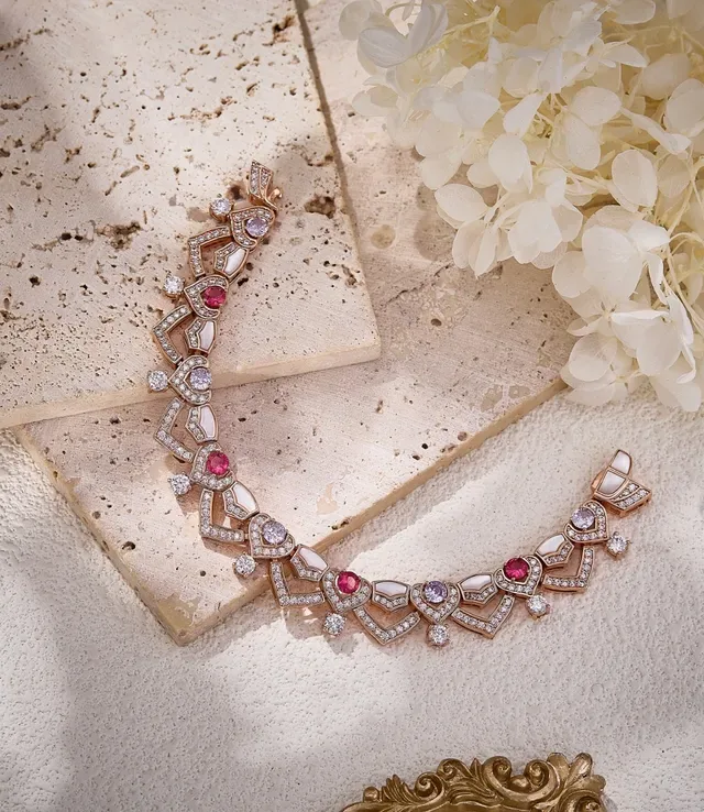 Rose-Gold Heart Motif Crystal Gemstone Bracelet 6