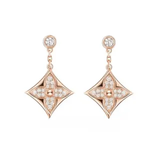 Rose Gold Pavé Diamond Quatrefoil Drop Earrings