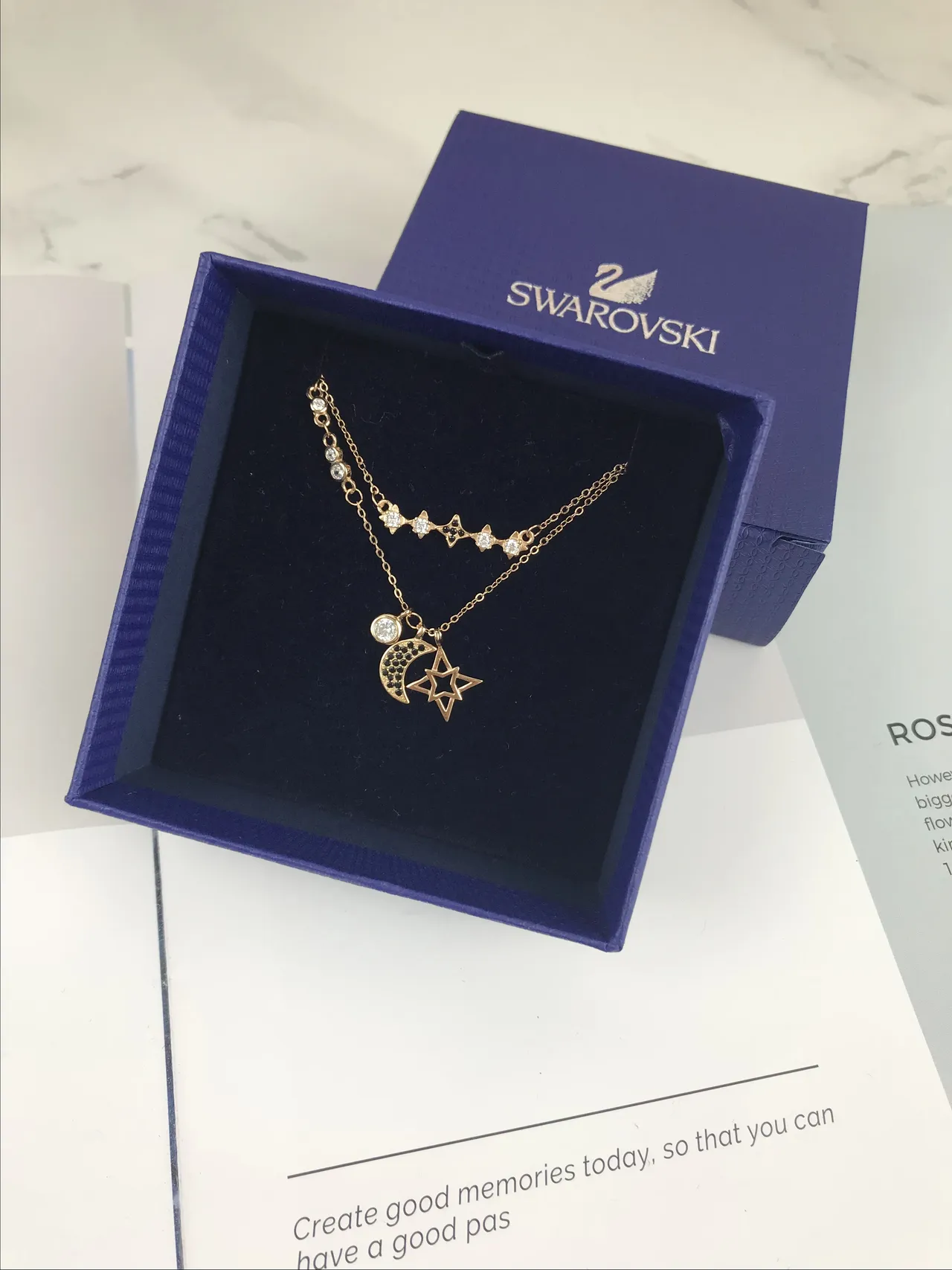 Rose-Gold Tone Celestial Moon and Star Pavé Layered Necklace 8