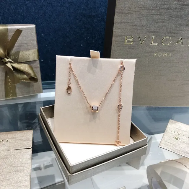 Rose Gold Tone Pavé Cylinder Pendant Necklace 2