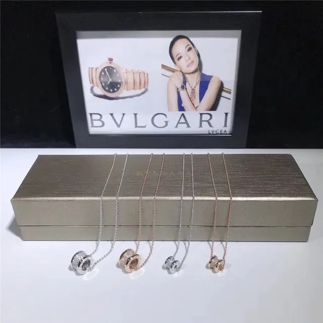 Rose Gold Tone Pavé Cylinder Pendant Necklace 5