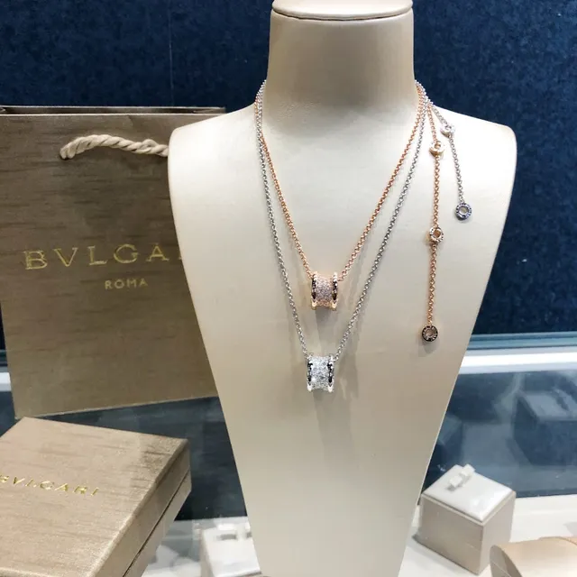 Rose Gold Tone Pavé Cylinder Pendant Necklace 6