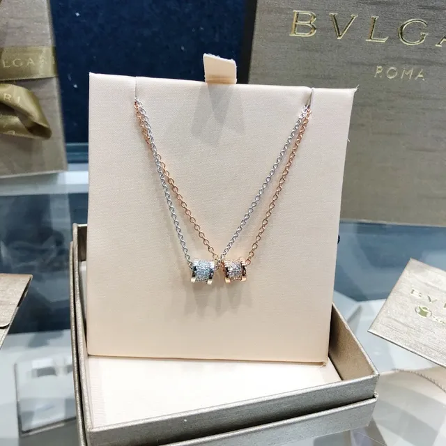 Rose Gold Tone Pavé Cylinder Pendant Necklace 8