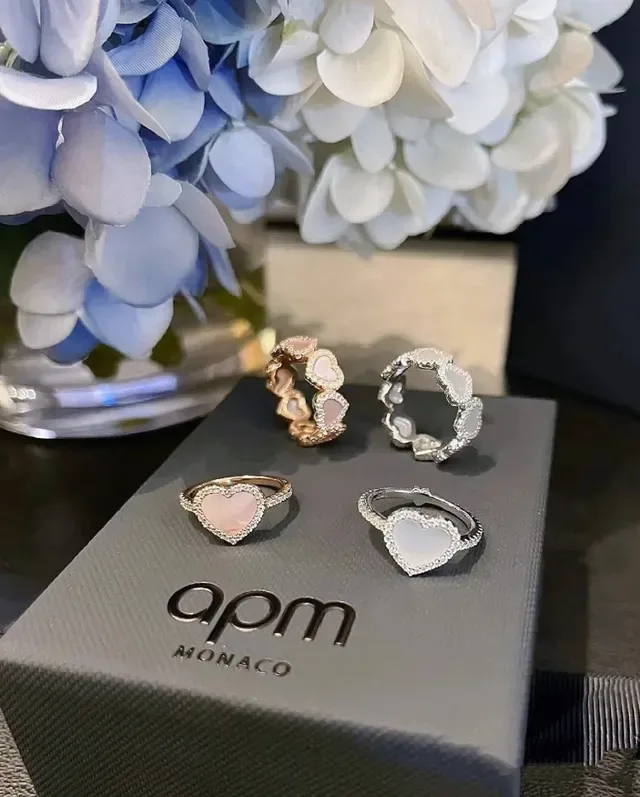 Rose Gold Triple Heart Cabochon Pave Ring 4