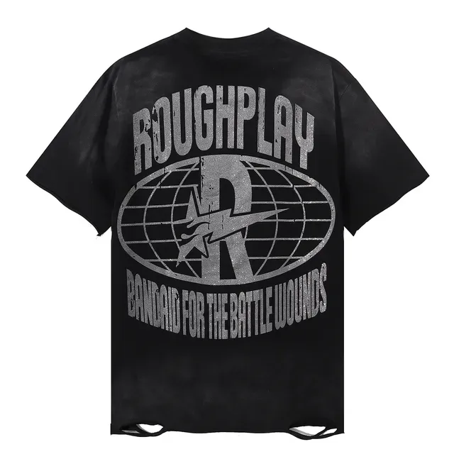 Rough Play Distressed Graphic Print Oversized T-Shirt 3