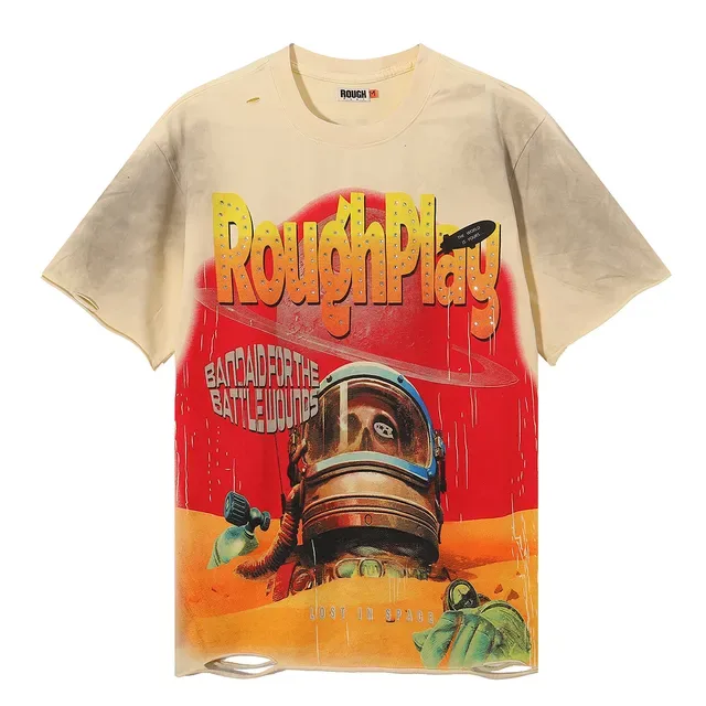 Rough Play Distressed Graphic Print Oversized T-Shirt 6