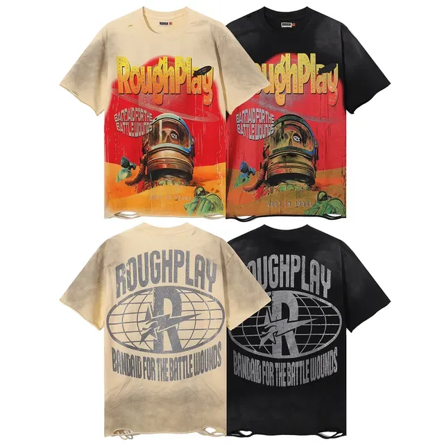 Rough Play Distressed Graphic Print Oversized T-Shirt 7