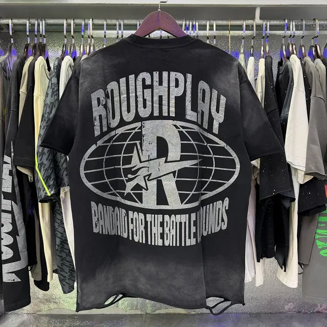 Rough Play Distressed Graphic Print Oversized T-Shirt 8