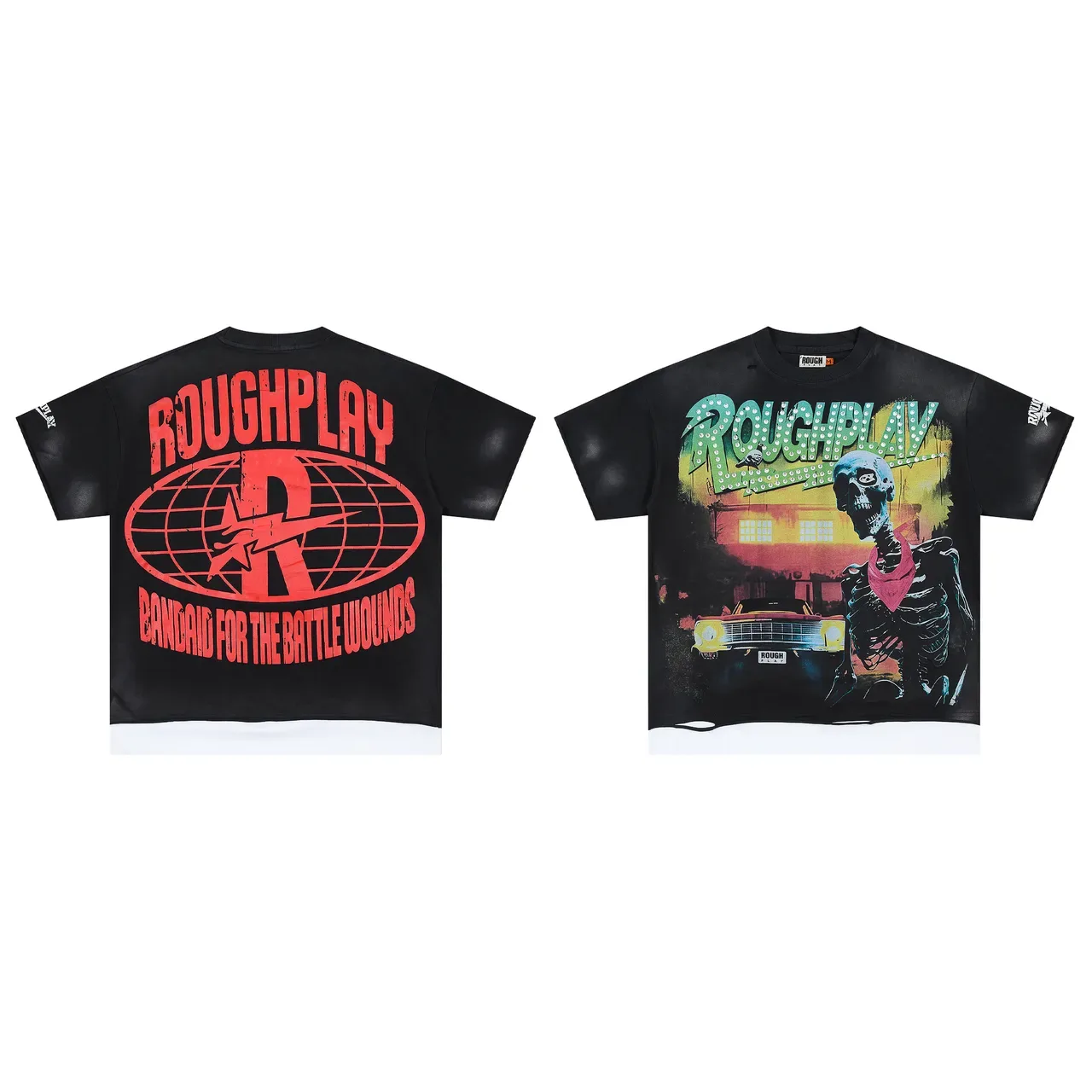 ROUGH PLAY Graphic-Print Distressed Hem T-Shirt 2