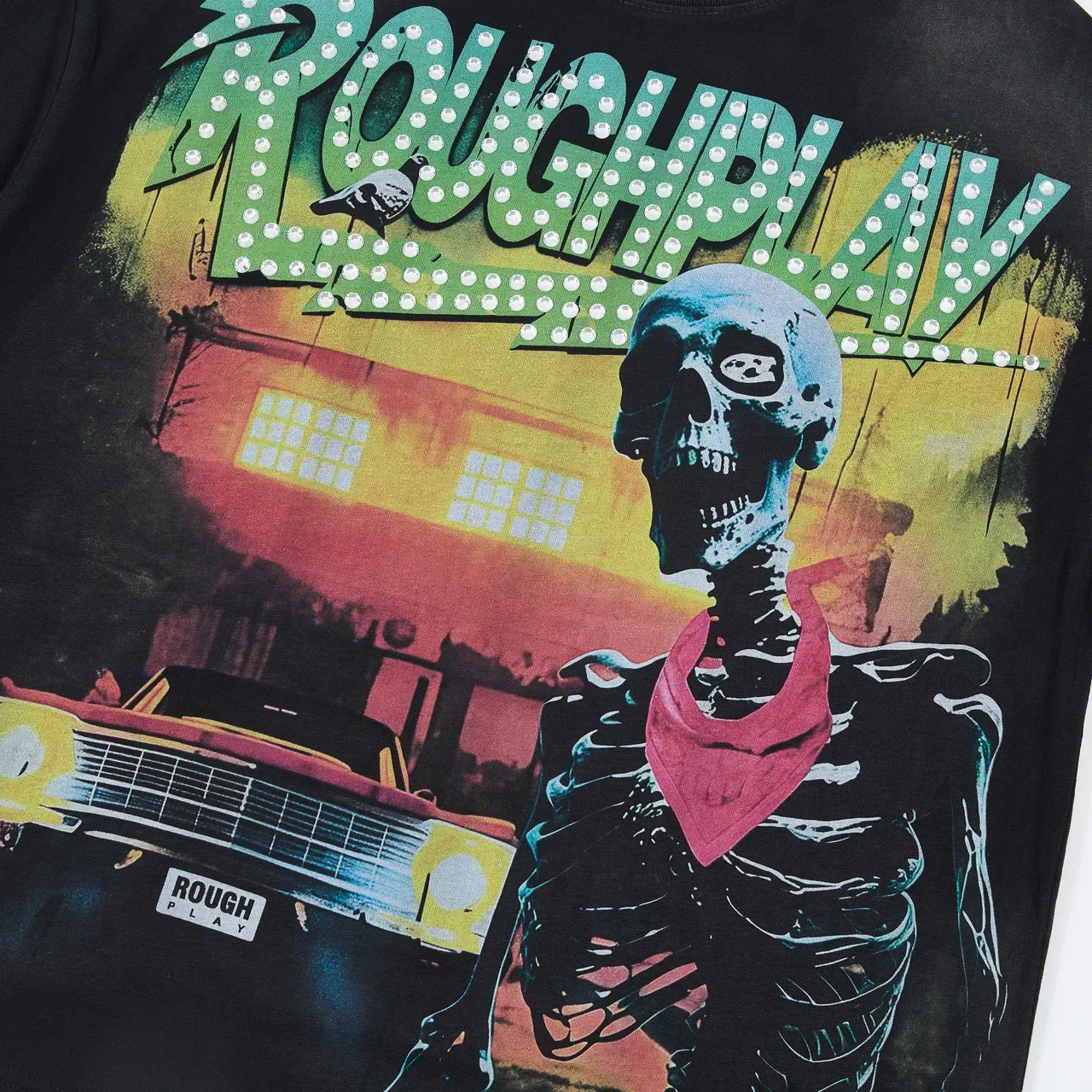 ROUGH PLAY Graphic-Print Distressed Hem T-Shirt 13