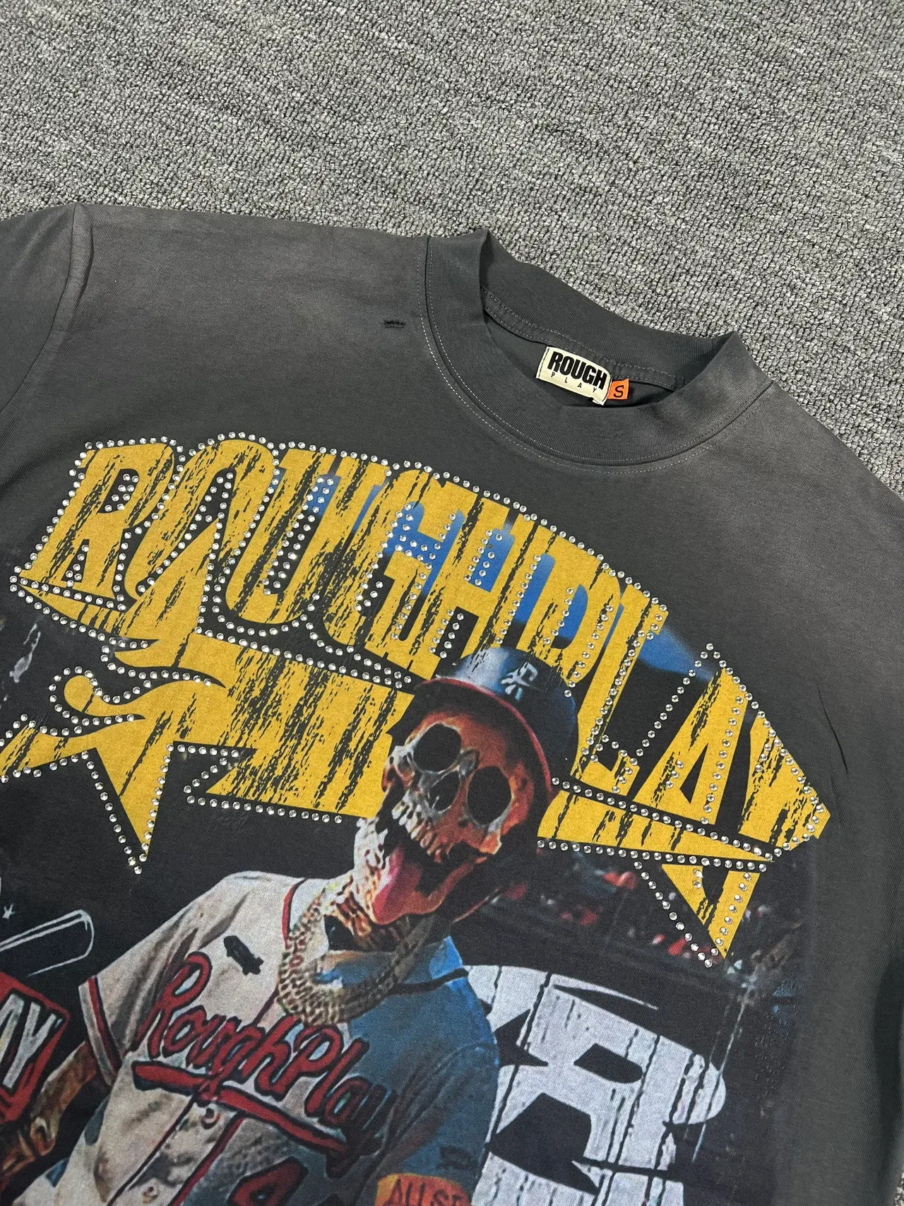 Rough Play Skull Baseball Graphic T-Shirt 4