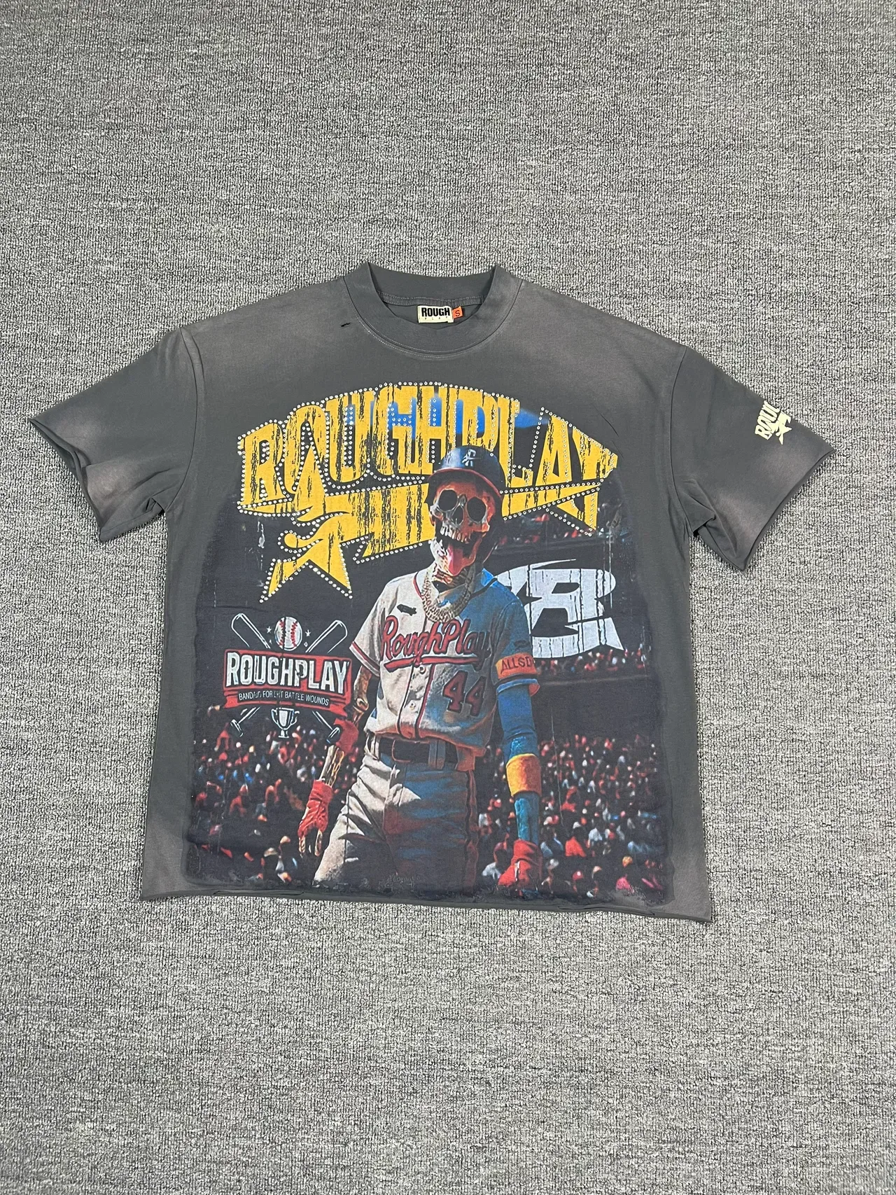 Rough Play Skull Baseball Graphic T-Shirt 5