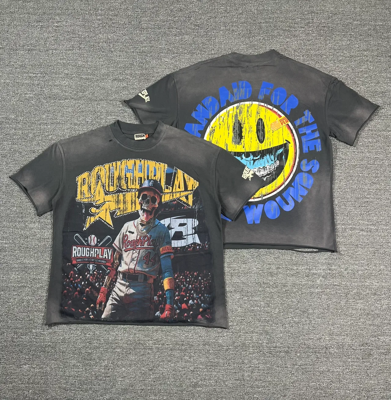 Rough Play Skull Baseball Graphic T-Shirt 6