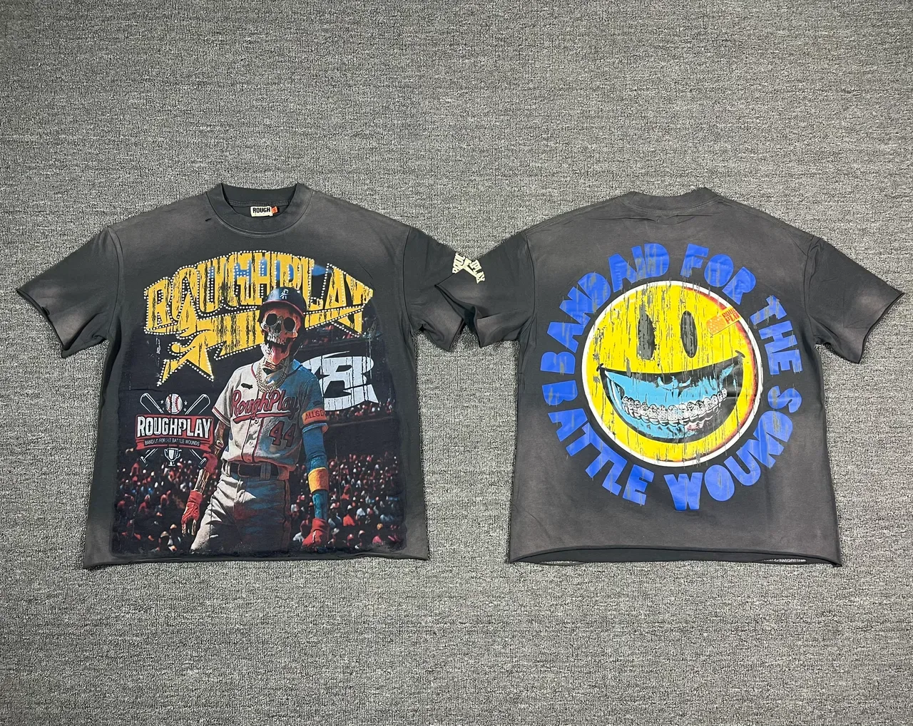 Rough Play Skull Baseball Graphic T-Shirt 8