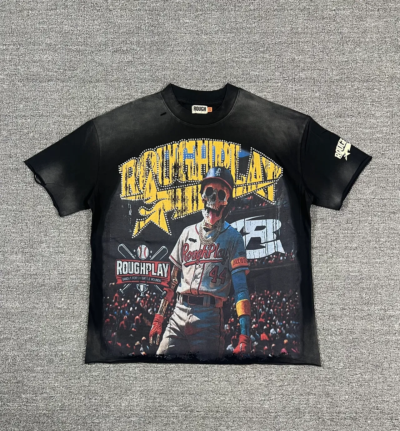 Rough Play Skull Baseball Graphic T-Shirt 10