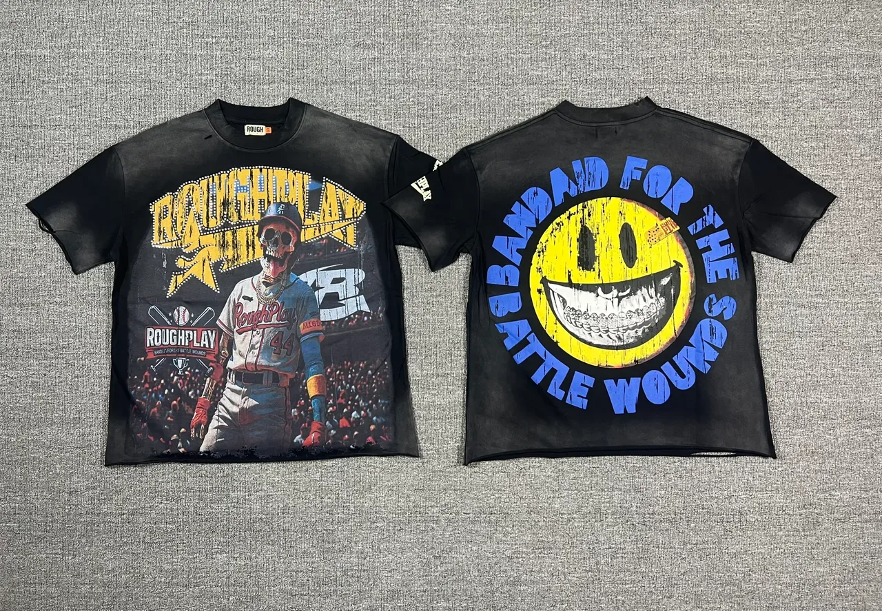 Rough Play Skull Baseball Graphic T-Shirt 11
