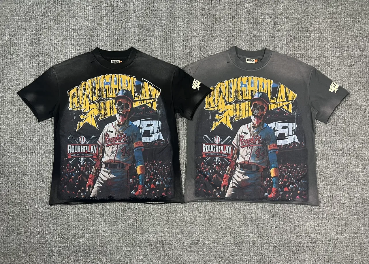 Rough Play Skull Baseball Graphic T-Shirt 12