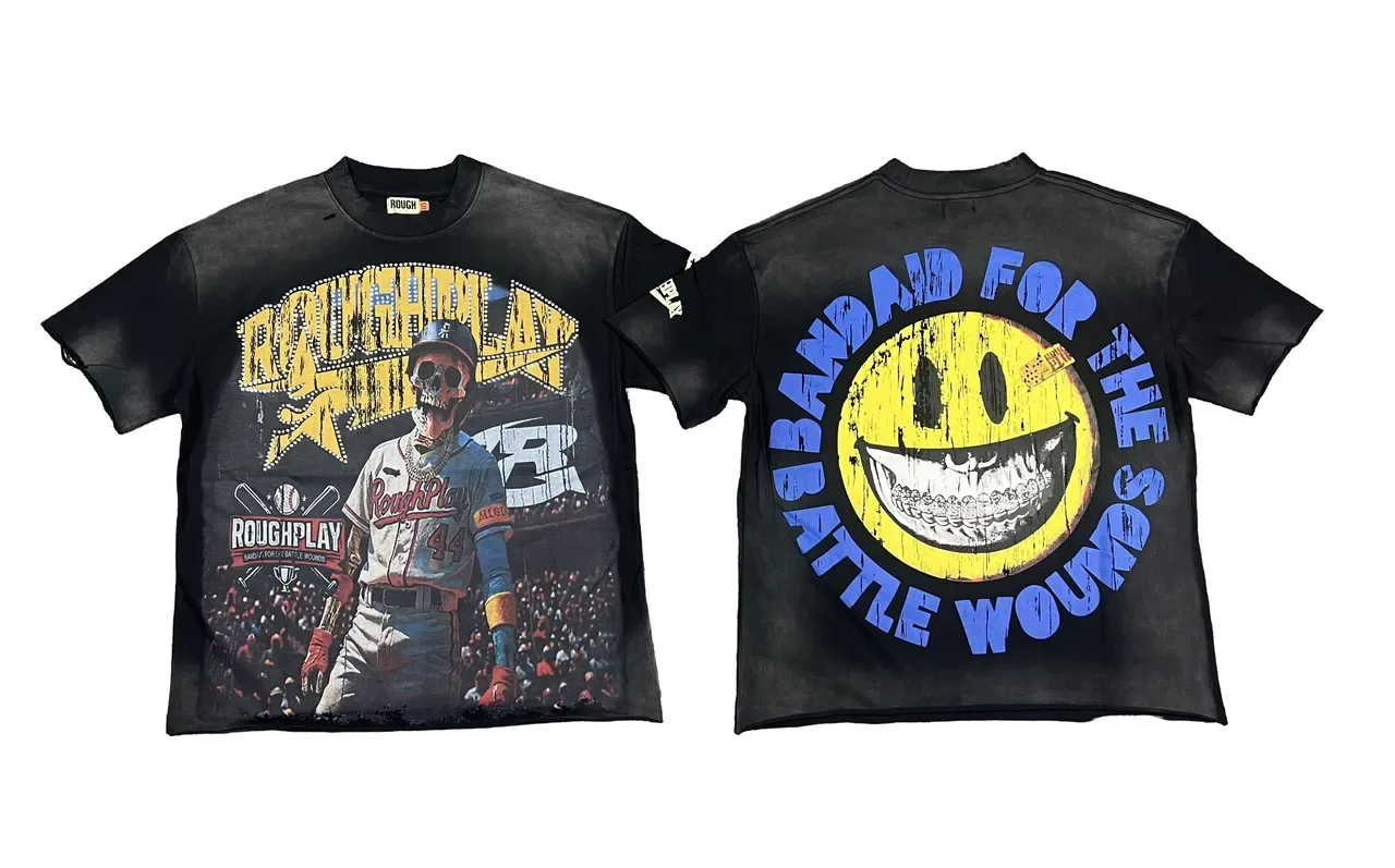 Rough Play Skull Baseball Graphic T-Shirt 14