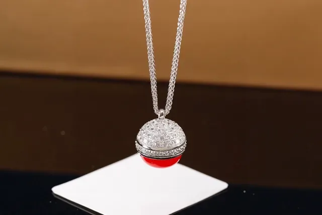 লাল গোল ক্যাবোচন বেজেল পেন্ডেন্ট নেকলেস 6