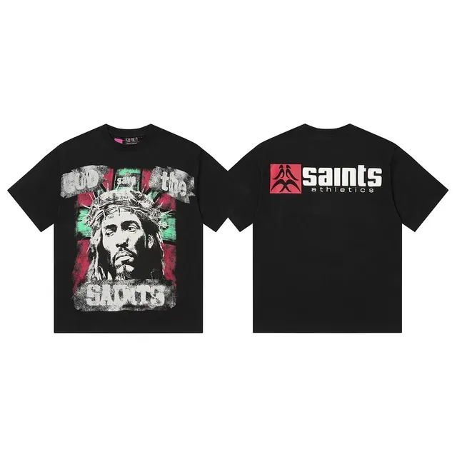 Saints Athletics Graphic Print Black T-Shirt 2
