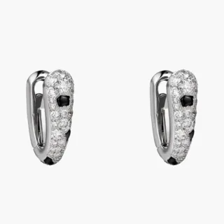 Silver Black Pavé-Set Accent Stones Earrings