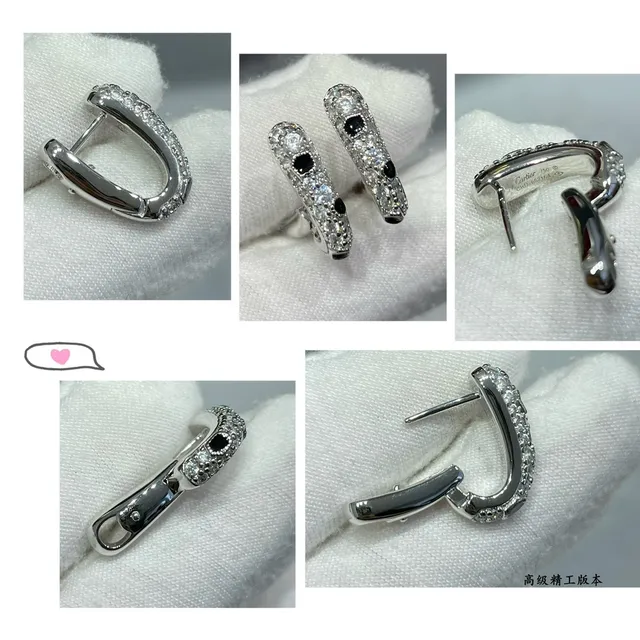 Silver Black Pavé-Set Accent Stones Earrings 2