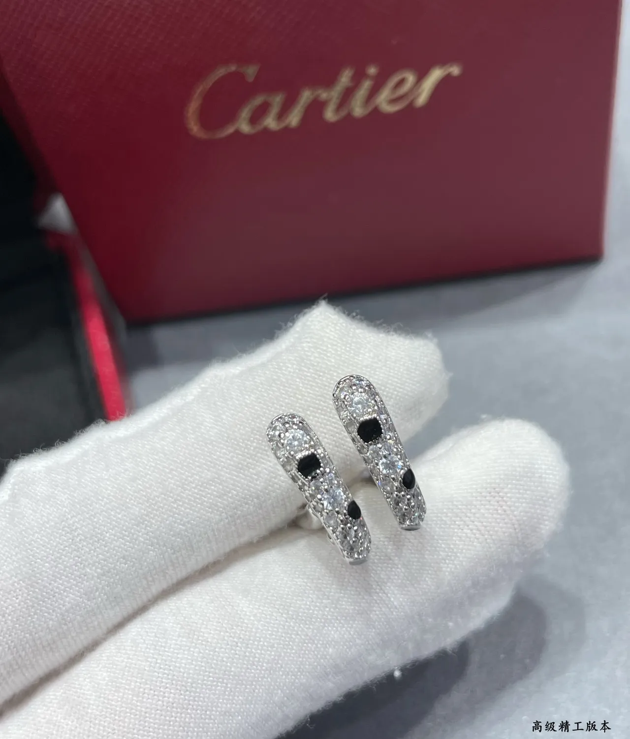 Silver Black Pavé-Set Accent Stones Earrings 3