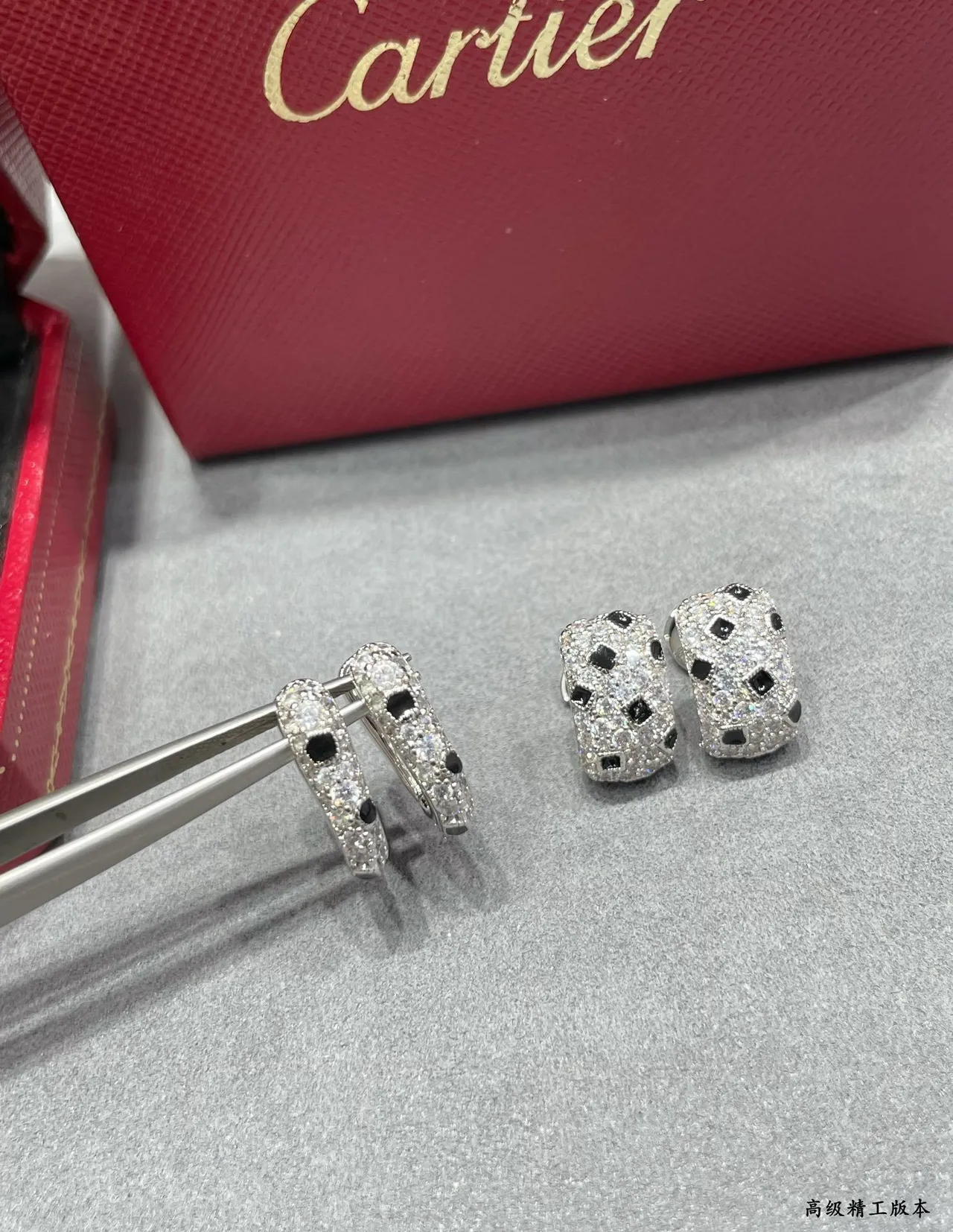 Silver Black Pavé-Set Accent Stones Earrings 5