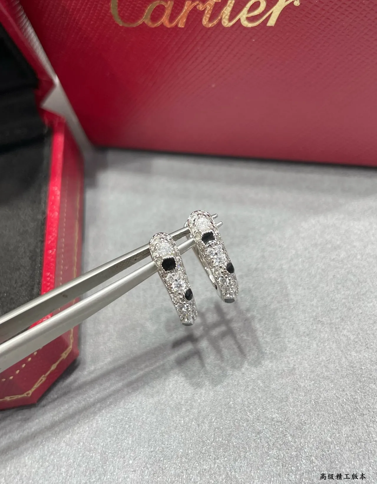 Silver Black Pavé-Set Accent Stones Earrings 8