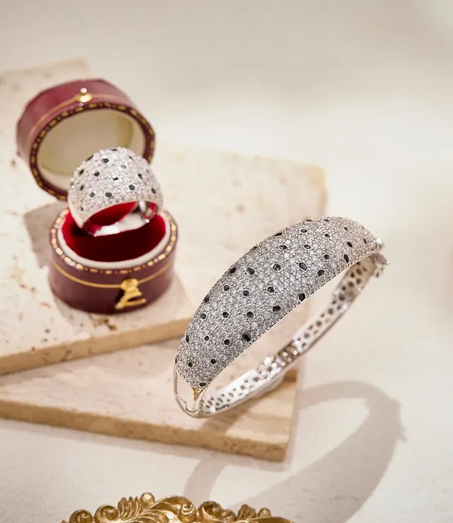 Silver Black Pavé-Set Dome-Shaped Ring 3
