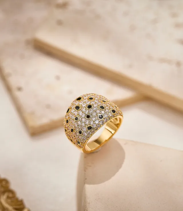 Silver Black Pavé-Set Dome-Shaped Ring 4