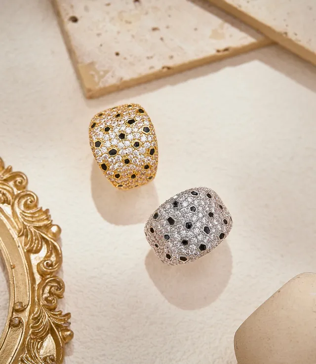 Silver Black Pavé-Set Dome-Shaped Ring 5